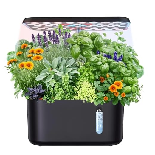 Sonicgrace Indoor Hydroponic Growing System with LED Grow Light, Quiet Smart Water Pump, 5 Pods, Automatic Timer, Perfect for Herbs, Vegetables and Fruits, Ideal Home Office Gardening Gift