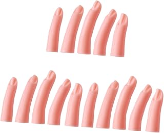 Healeved 15pcs Acrylic Nail Practice Finger Nail Training Finger for Beginners Practice Silicone Material for Art Fake