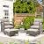 AVAWING 5 Pieces Wicker Patio Conversation Set, Outdoor Rattan Chairs with Ottoman, Metal Coffee Table, & Cushions, Outside Furniture Sets for Garden, Deck, Backyard, Poolside(Grey)