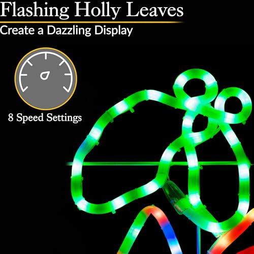 Christow Merry Christmas Light Up Sign, Energy Efficient LED Outdoor Wall Decoration, Flashing Multi Coloured Rope Light Silhouette, Mains Operated 100cm - Image 4