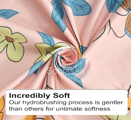 Image of 200 TC Cotton Feel All Around Elastic Fitted Bedsheet, Elastic Fitted Bedsheet King Size Bedsheet for Double Bed with 2 Pillow Covers, Size - 72 x 78 x 8 Inch Color Baby Pink