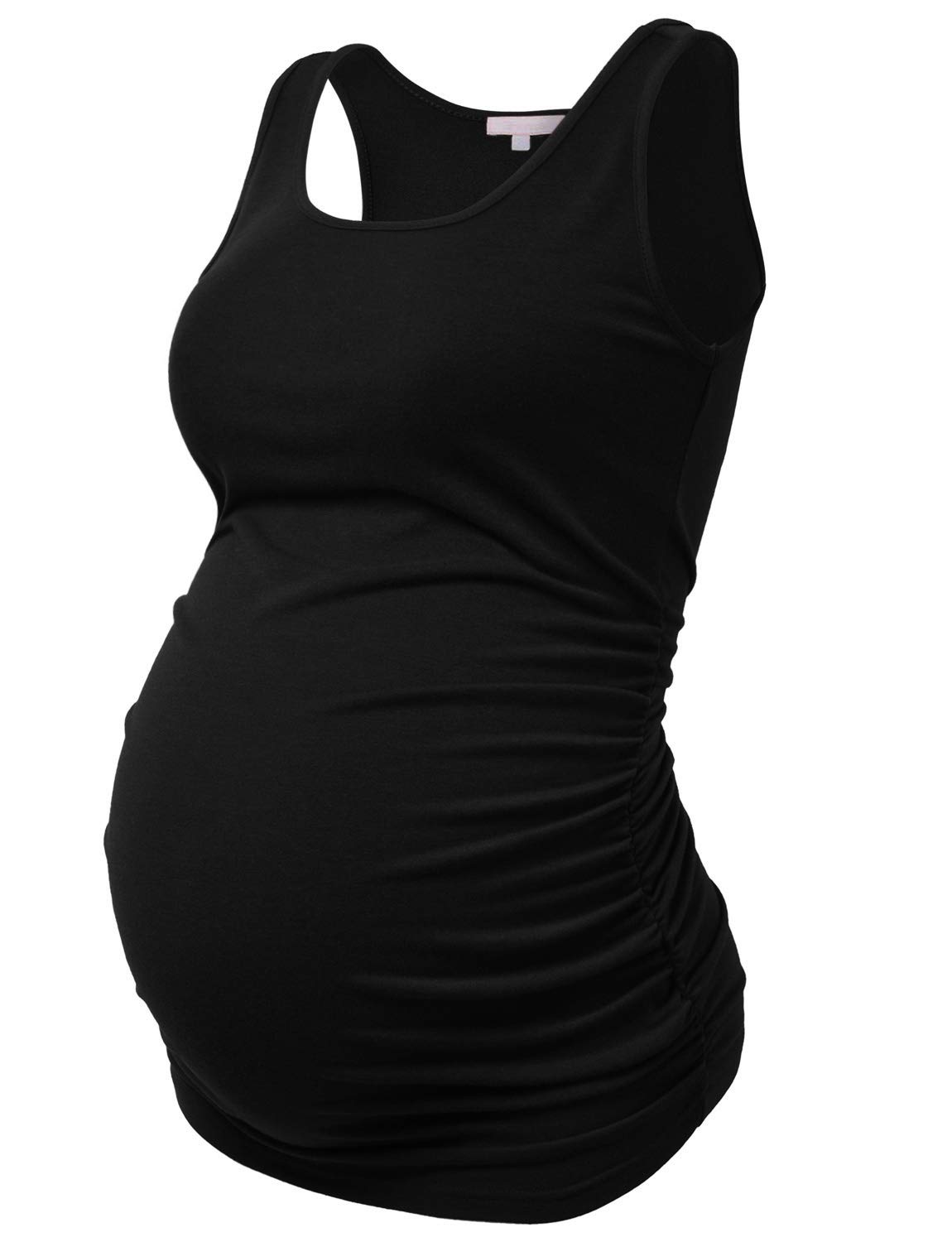 BHOME Maternity Tank Tops for Women Ruched Sleeveless Basic Tops Layering Maternity Shirt Vest Pregnancy Tee