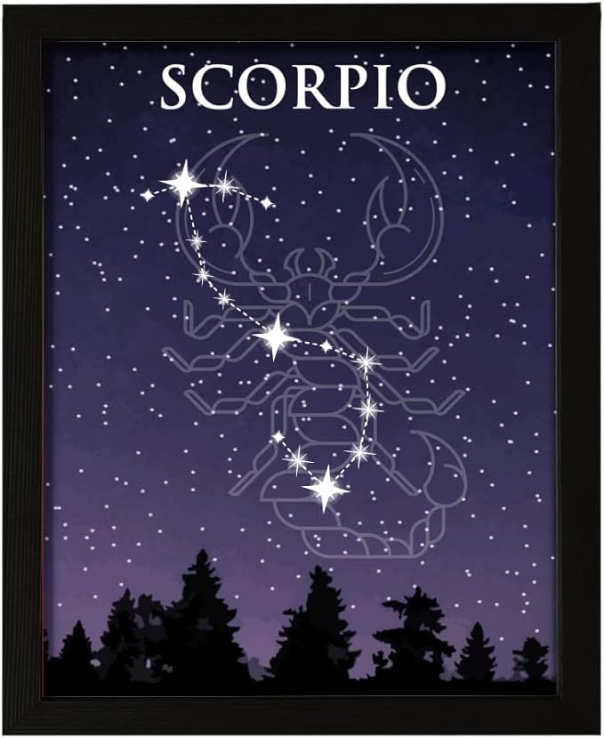 Designs ByLITA Scorpio Zodiac Sign Night Sky, 11 x 14 Wall Print Inspirational (Unframed) | Home and Office Decor | Astrology Star Sign