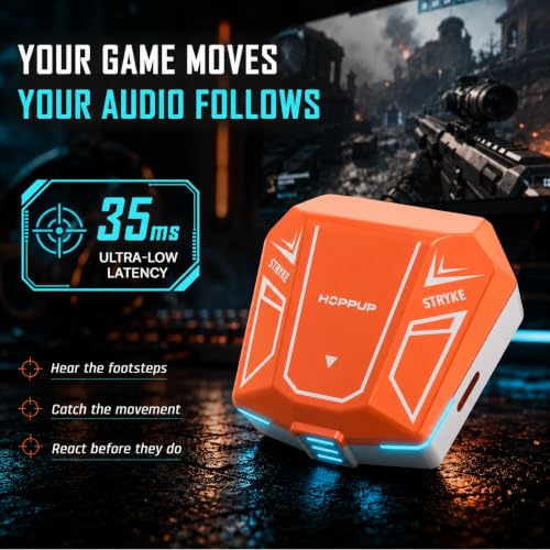 Image of HOPPUP Stryke S2 Gaming Earbuds, 35ms Low Latency, Bluetooth v6.0, 13mm Drivers, 60H Playtime, RGB LED, Type-C Fast Charging, TWS Wireless Earphones with Mic