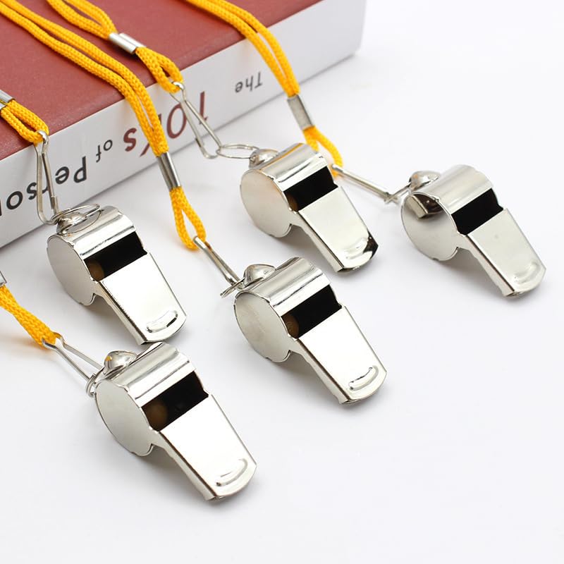 Silbatos deportivos de acero inoxidable con cordón, pack 2 miniatura 5