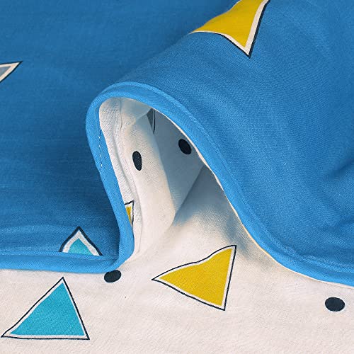 Image of Story@Home Comforter Double Bed |100% Cotton Blanket |150GSM, 225 X 240 cm | AC Comforter Double Bed | Blue, Geometric Pattern Quilt for Double Bed | Duvet | Dohar | Perfect for Festive Gifting