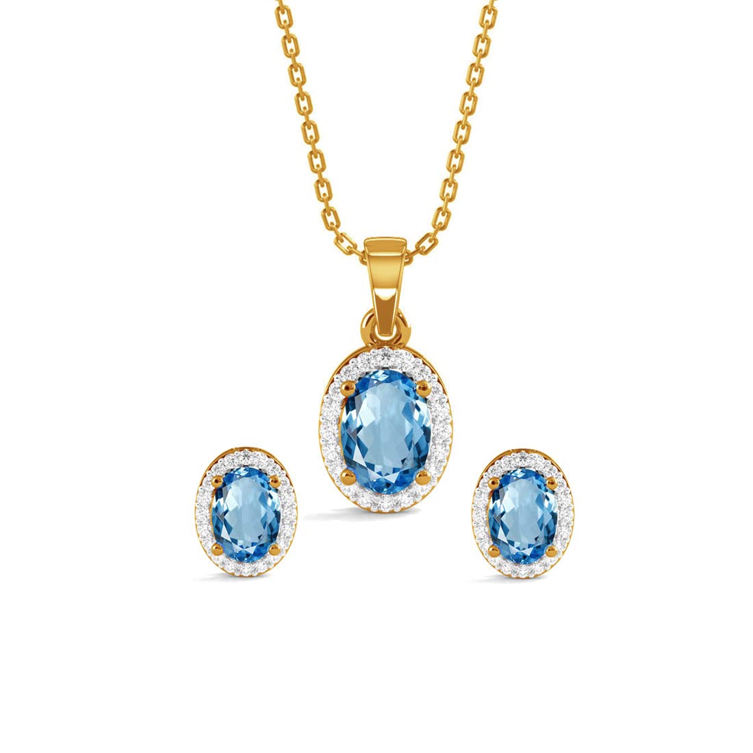 CLARA 925 Sterling Silver Blue Pendant Earring Chain Jewellery Set | Gold Rhodium Plated, Swiss Zirconia | Gift for Women & Girls (B0BD5PZV2Z) Amazon Price History, Amazon Price Tracker