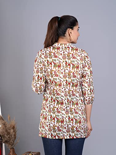 Image of Jikonet Women's Printed Rayon Straight Short Kurti