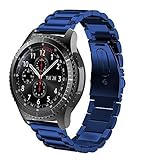 HUANLONG Gear S3 Frontier/Classic Watch Band,22mm Stainless Steel Link Bracelet Strap Compatible for Samsung Gear S3 Classic/Frontier/Galaxy Watch 46mm Smart Watch Fitness (Blue)