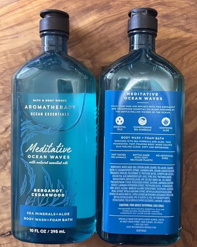 generic 2 x Aromatherapy Meditative Ocean Waves Bergamot Body Wash Foam bath, blue