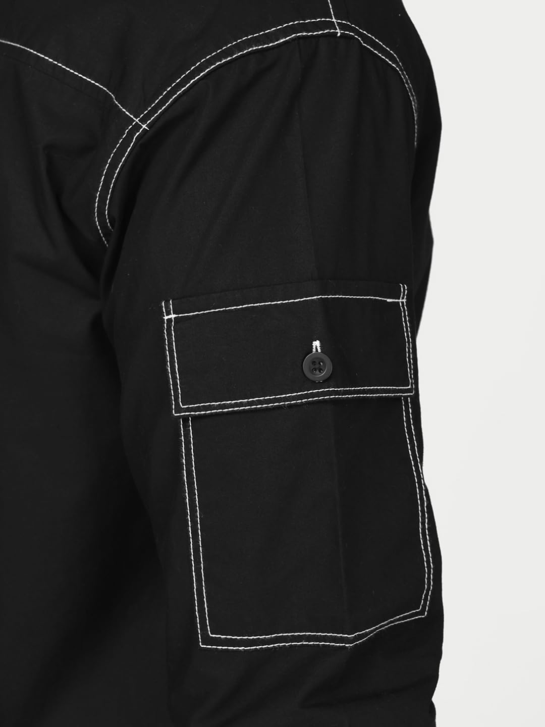 Bewakoof Camicia da uomo in popeline con colletto a maniche lunghe oversize