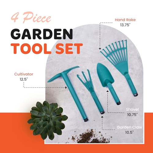 Mintra Garden Tool Set, 4-Piece Heavy Duty Gardening Tools, 