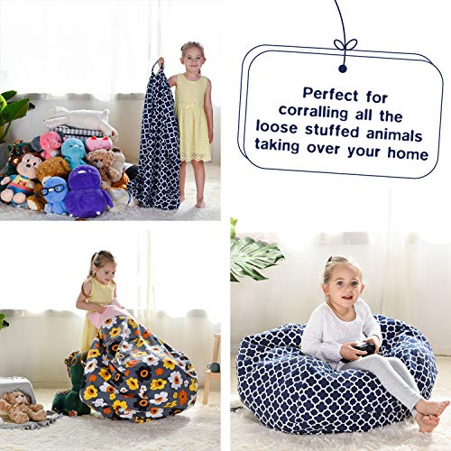 Yuppielife 43390-5795 Kids Animal Storage Bean Bag Cover Extra Large Stuff'N Sit（Just Cover, No Filling）|Toy Organizer|Carrying Handle|Available For Kids And Teenager|Cuddle Chair（38",Leaf Clover） thumb #4