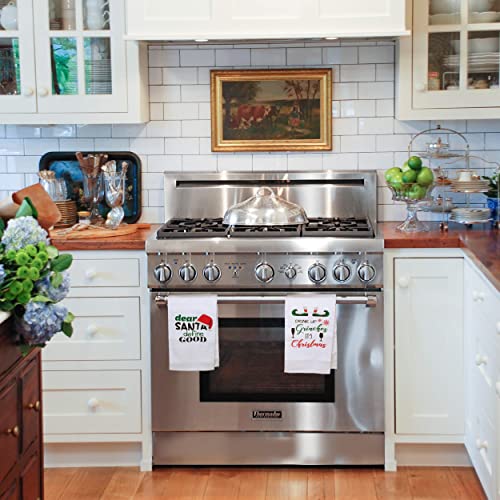 Kitchen Towels Set - Kitchen Towels With Printed Designs | White Hand Towels Or Dish Towels Go With Any Decor| Perfect For Housewarming Gift Christmas Mothers Day Birthday (Christmas) #TOP5