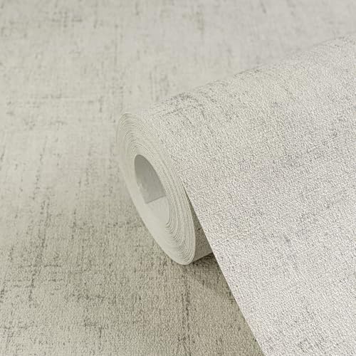 Papier peint intissé gris masquant les défauts du mur | Structure textile uni livingwalls