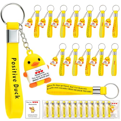 Gejoy 12 Pcs Inspirational Gifts Duck Keychains Thank You Gifts for Employee Team Christmas Appreciation Birthday