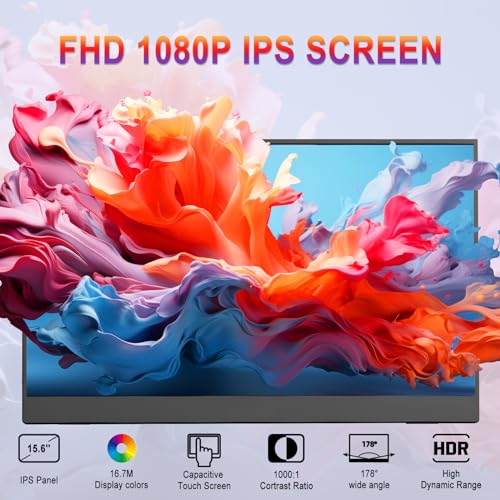 Aimuonos 15.6Inch Portable Monitor Touchscreen,Laptop Monitors Touch Screen Fhd Hdr Plug&Play Usb-C Hdmi Gaming Ips Display Travel External Screen thumb #4