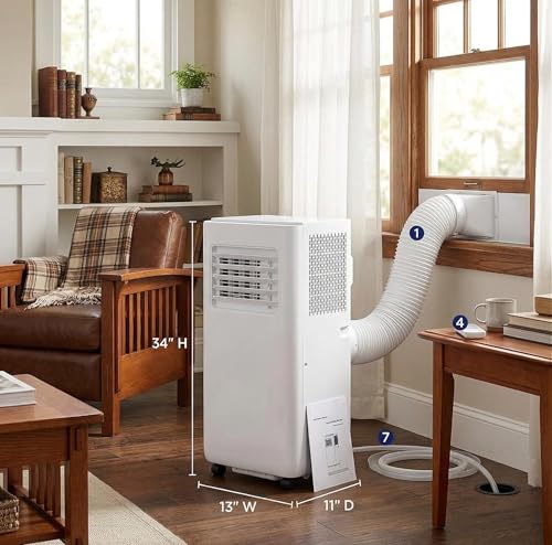 Image of 10,000 BTU Portable Air Conditioner Unit, Cools Rooms Up to 450 Sq Ft, 3-in-1 Built-in Dehumidifier & Fan, Ultra-Quiet Operation with Remote, Window Venting Kit for Bedroom, Office, Home