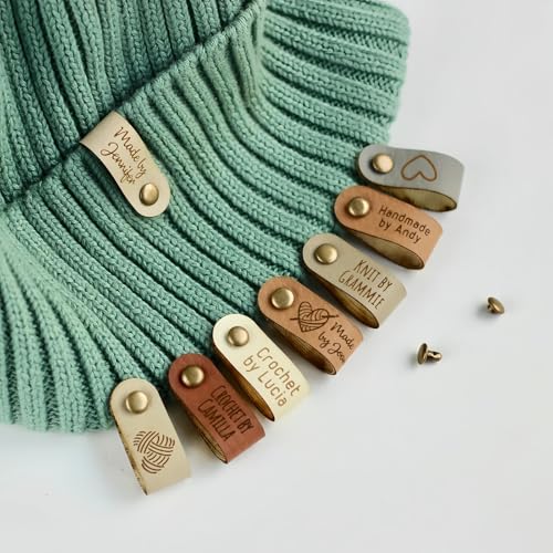 La mejor selección de Cuidado de tejidos los mejores 10. 40 Etiquetas De Cuero Personalizadas Para Ropa, Con Nombre Y Logotipo Personalizables Con Remaches, Hechas A Mano Para Tejidos De Punto Y Ganchillo, Etiquetas De Cuidado