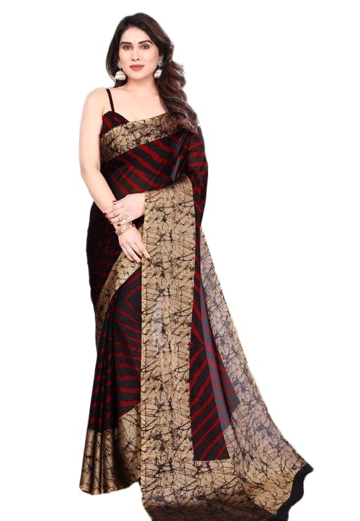 YAT-P474Women's Printed, Striped Chiffon Saree (Teal Blue)|Indian Attire, Six Yards of Grace Draped Elegantly, Worn with Blouse and Petticoat-image-42