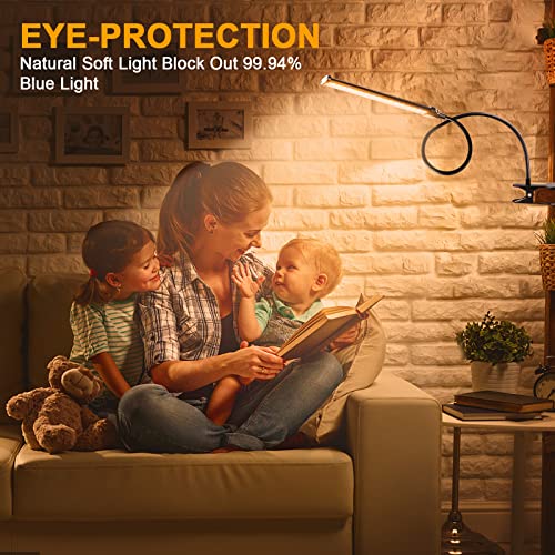 Desk Lamp For Office Home, Eye-Caring Usb Clip On Light 3 Modes 5 Brightness, Adjustable 5W Led Desk Light Flexible Gooseneck Clamp Light For Workbench Headboard Study Reading Drafting(Metal) #TOP3