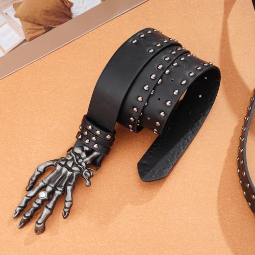 Women Fashion PU Leather Belt Punk Studded Belt for Jeans Pants Dresses Gothic Biker Accessories3