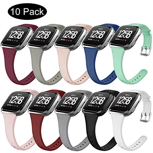 OenFoto Sport Correa Compatible Fit bit Versa & Fit bit Lite Edition, Soft Silicone Slim Thin Narrow Small Reemplazo Banda Elegante para Fit bit Versa Smartwacth, Mujer Hombre, Grande Pequeño