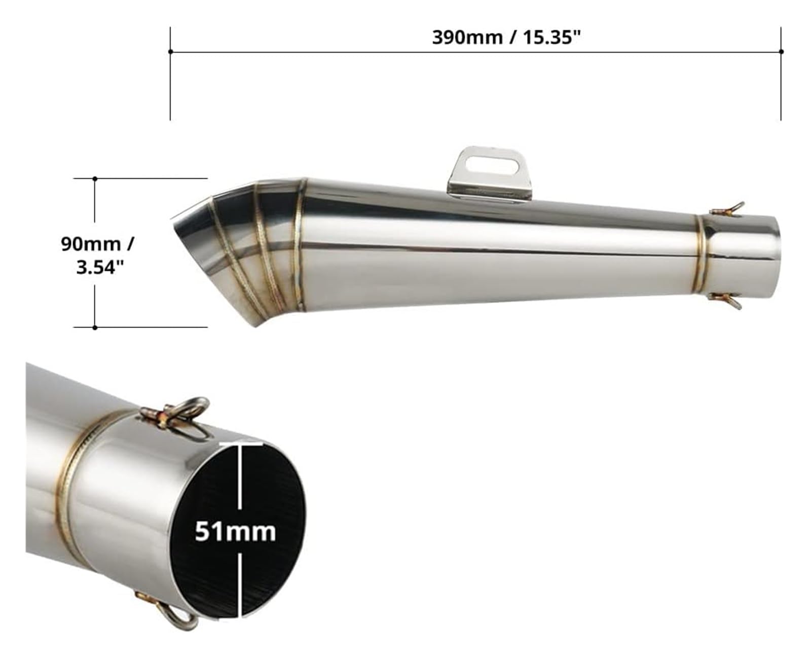 Tubo Scarico Moto per Yamaha per MT09 per MT03 per MT07 Diametro Marmitta Tubo di Scarico per Moto Sistema Scorrimento da 38-51 Mm