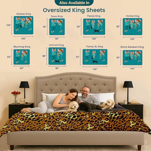 Image of SGI 108 inchx108 inch 4 Pc Alaskan King Sheet Set 600 TC 15 inch Deep, Leopard Print
