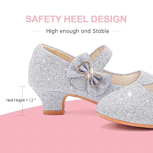Image of Dufannie Girls Dress Shoes Princess Flats Heels for Toddler Little Big Kids