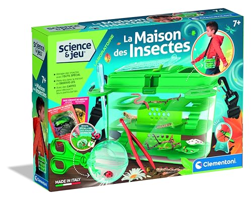Clementoni | Laboratoire | La Maison des Insectes 7 Ans + | Module Transportable | Accessoires D'Observation | Cartes Informatives Et Manuel Illustré Inclus|...