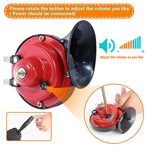 Image of XUANYUDG0769 12V Universal Snail Golf Cart Horn Kit, Adjustable Volume Control Electric Horn for EZGO, Club Car, Yamaha, UTVS, ATV, Boat