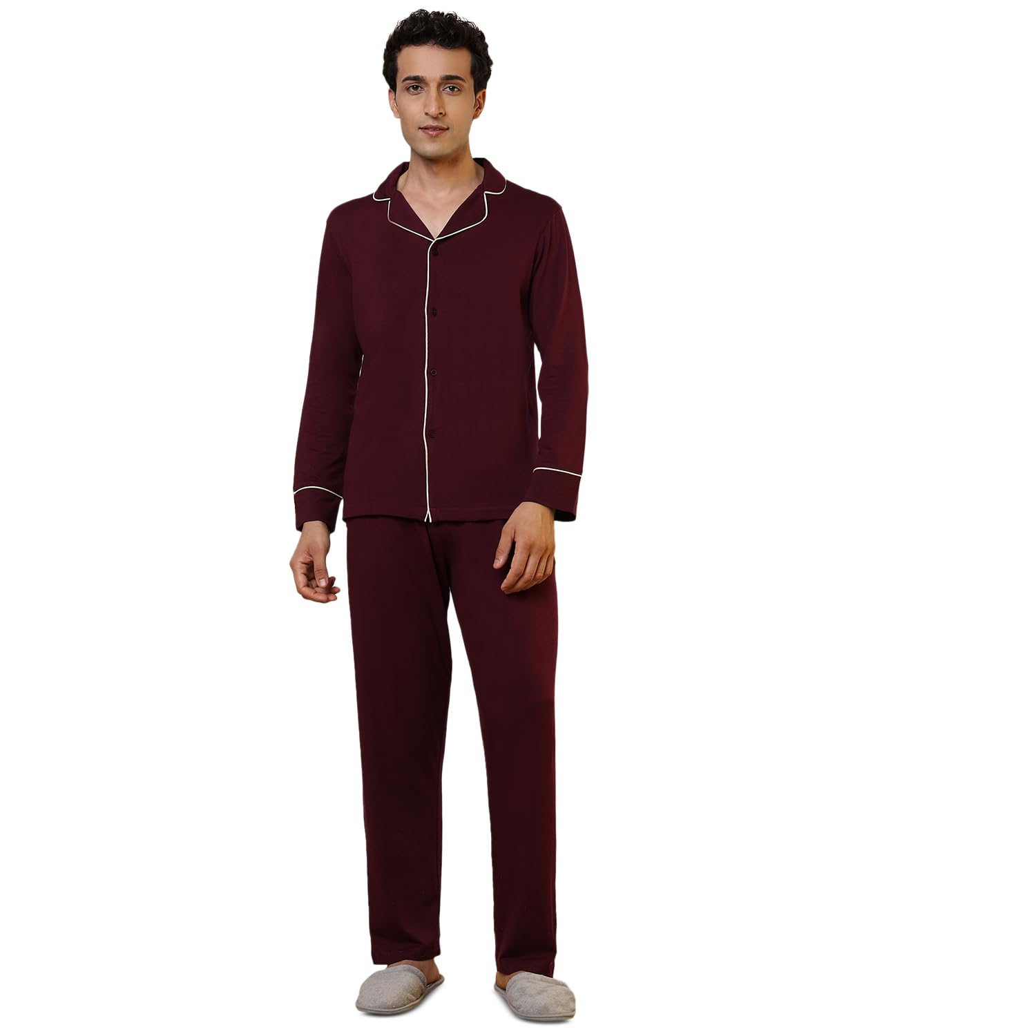 Men Full Sleeve Regular Fit Solid Pattern Cotton Modal Spandex Blend Round Neck Garment Kit (Size: L)-AHQG00042-X5 Multi-Colour