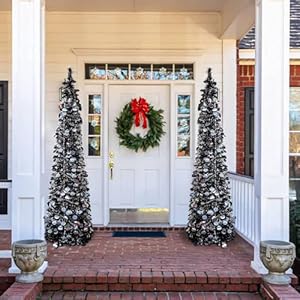 5ft black christmas tree with 50 lights pop up artificial collapsible pencil treelighted tinsel trees for home decor bedroom party holiday decorations wokeise  urban country home decor