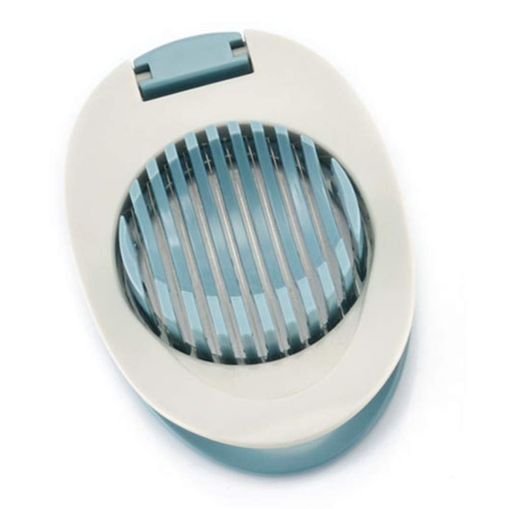 DUBENS Egg Slicer, Boiled Egg Slicer, Sectione Cutter Mould Flower Edges Gadgets Egg Tools Quality Egg Cutter, Egg Divider for Round and Oval Slices (Blue)