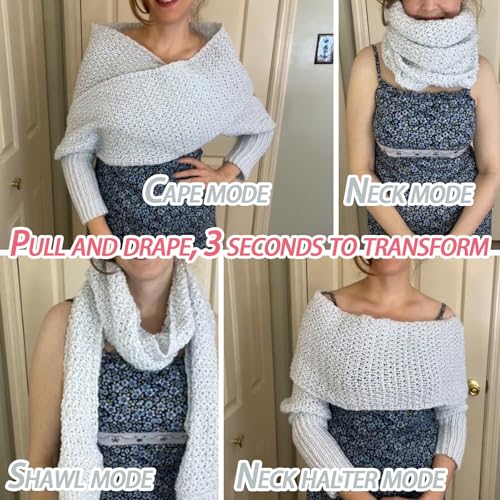 Sweater Scarfwith Sleeves for Women, Freyar Harepr Sweaterscarf, Densely Knit+wind-resistant2