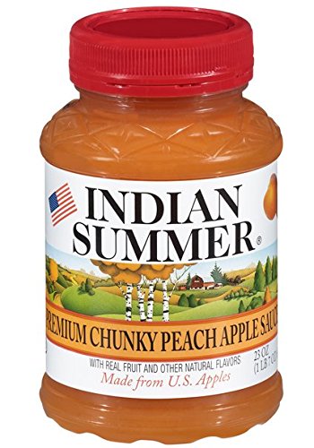 Indian Summer Chunky Peach Applesauce, 23 Ounce (Pack of 6)