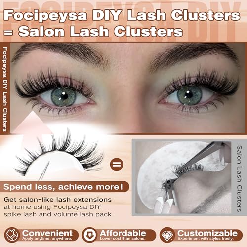 Focipeysa Manga Lash Clusters Wispy Eyelash Extensions 330Pcs Anime Lashes Extension Natural Eyelash Clusters 8-16mm Individual Eyelash Extension Bottom Lashes