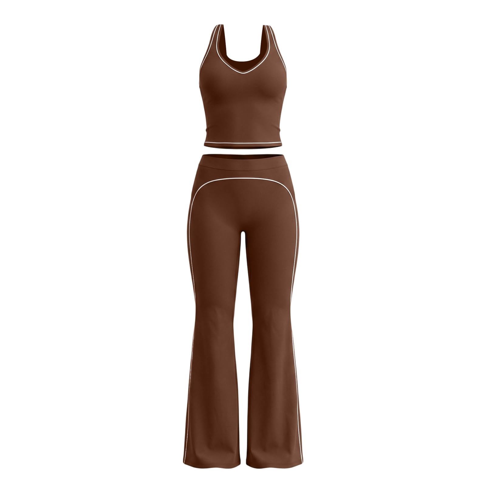 Tuta sportiva da donna in due pezzi, per fitness, spalline sottili, estiva, pilates, reggiseno imbottito, pantaloni da yoga, schiena scoperta, palestra, allenamento, set da 2 pezzi
