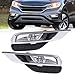 Produktbild KYYET Set Frontstoßstange Nebelscheinwerfer Lünette Abdeckung Kompatibel mit 2015 2016 Honda CRV CR-V mit Chrom-Lünette Schalter Kabelbaum