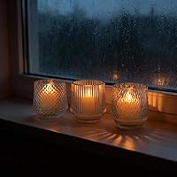 Vista 8 de Juego de velas LED recargables sin llama, cristal transparente, cera real, parpadeo blanco cálido, control remoto y temporizador, decoración