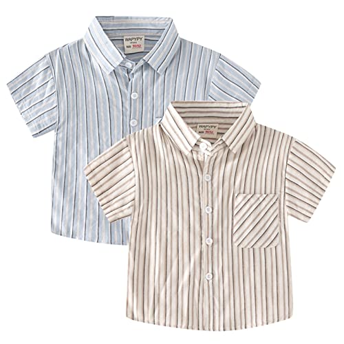 Betadog Kids Shirt Cartoon Prints Short Sleeve Button Boys Girls Shirt Tops Outwear Striped Boys Short Sleeve2