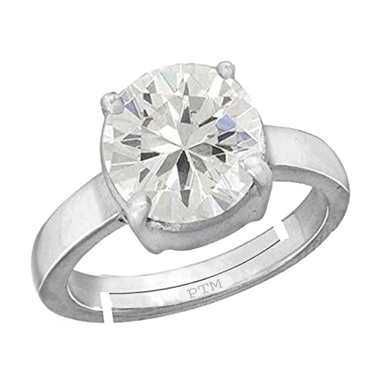 ptm American Diamon/Zircon 3.25 Ratti to 10.25 Ratti or 3 Carat to 9.5 Carat Astrological Certified Gemstone Sterling Silver/bis Hallmark Adjustable Ring for Men & Women-picture-19