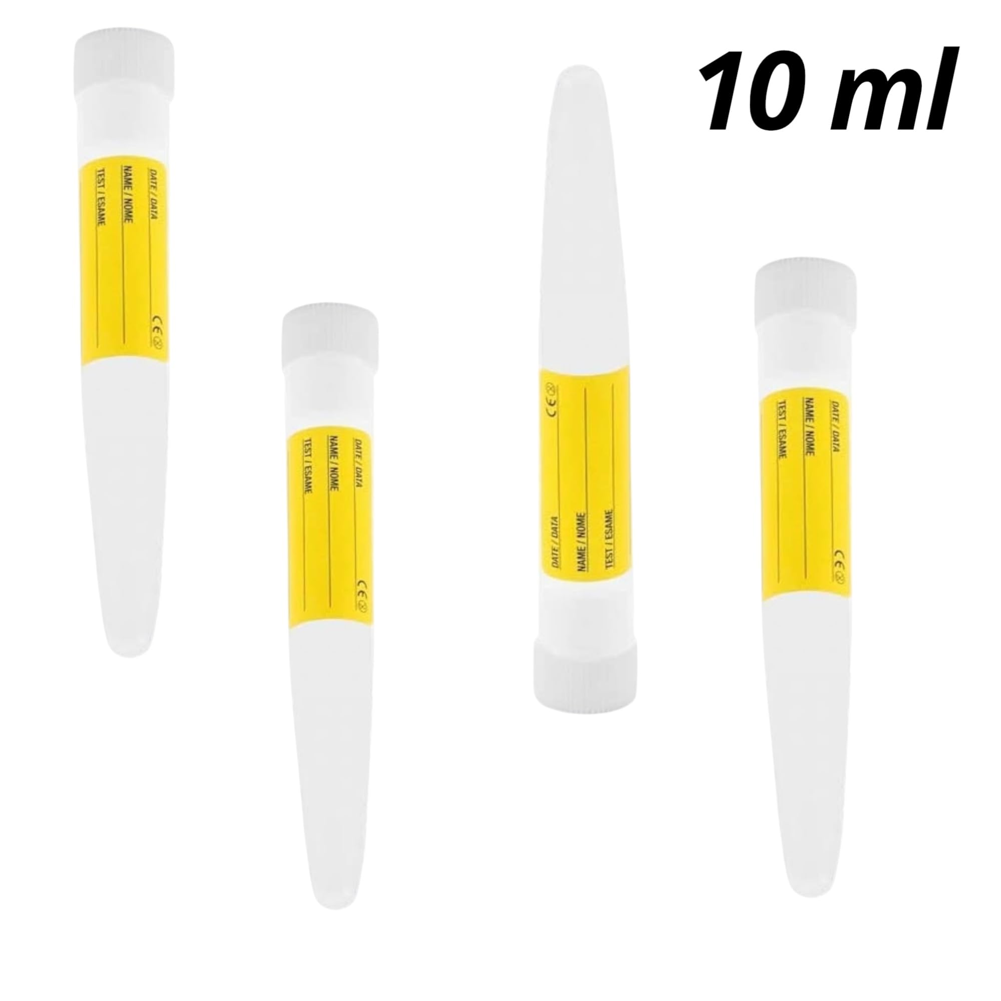 Contenitori Sterili per Urine 4 Pezzi 10 ml con Tappo Ermetico a Vite con Etichetta