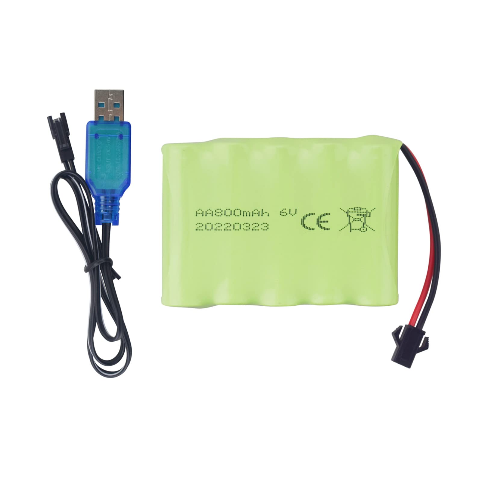 Batterie Rechargeable 2x 4,8V 800mAh SM-2P – Pour Voiture RC, Camion, Tank, Avec Câble USB, Compatible BEZGAR/DOUBLE E