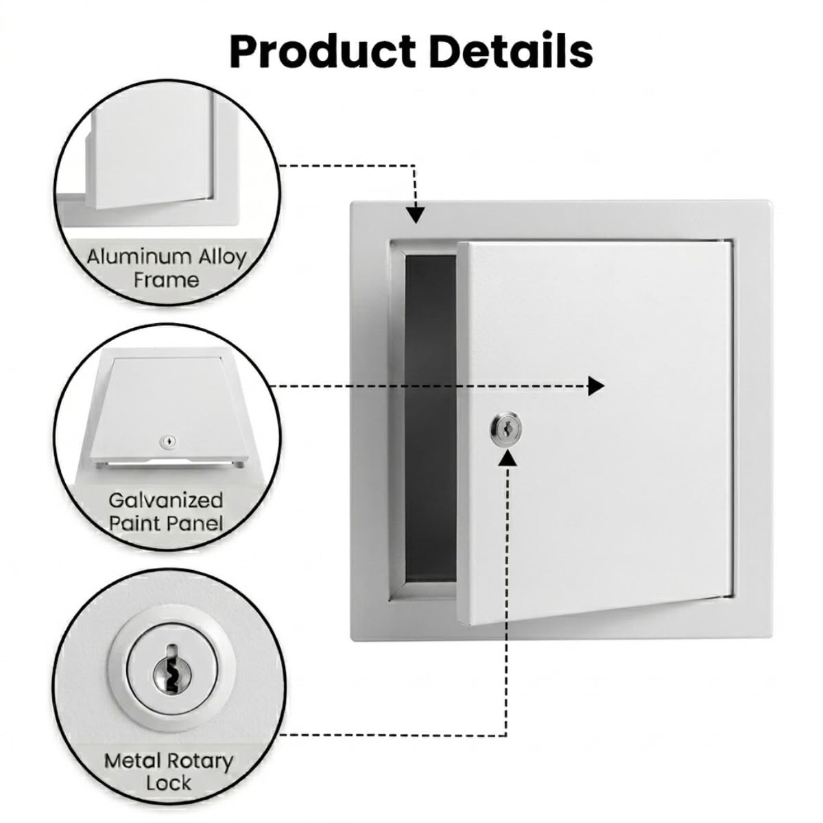 Panel de Acceso para Placas de Yeso Laminado de 300x300, 400x400, 500x500 y 600x600 mm, trampilla de inspección de Techo metálica con Cerradura, Tapa para Orificio de Pared de Puerta de acce