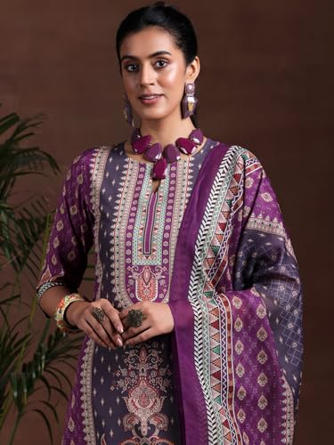 Image of Libas Women Poly Crepe Kurta Set 369500R Purple | daily wear suit