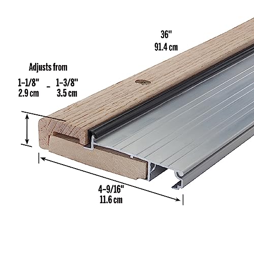 Image of M-D Building Products 76265 4-9 /16 in. x 1-1 /8 in. x 36 in. Silver Adjustable Aluminum & Hardwood Threshold Kit - Versatile Solution for French and Exterior Doors