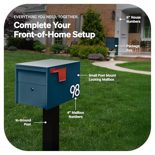 Image of Adoorn Package Delivery Boxes for Outside - Large Anti-Theft Secure Package Box - Free Standing Parcel Drop Box - Weatherproof Construction - Durable Steel - 36 inch H x 20.5 inch W x 15 inch D - Navy