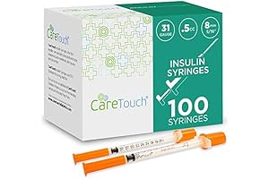 Care Touch CTIS315 Diabetic Syringes with Needle 31 Gauge, Pack of 100